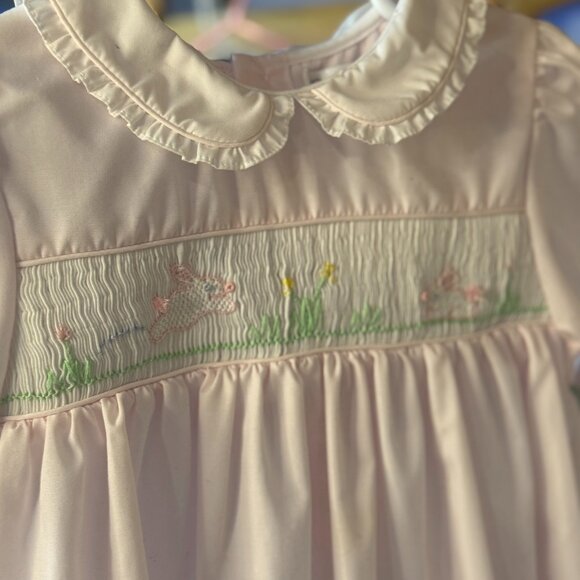 Petit Ami Baby Girl Smocked Dress with Bunny Embroidery (6–12M) - Picture 7 of 10